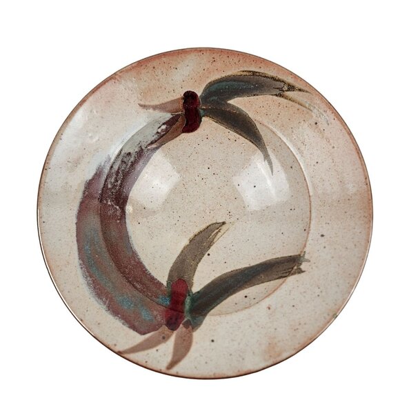 Art Studio Bowl Abstract Design 10 in Stoneware Pottery Decor Rustic Home Decor - Picture 2 of 10